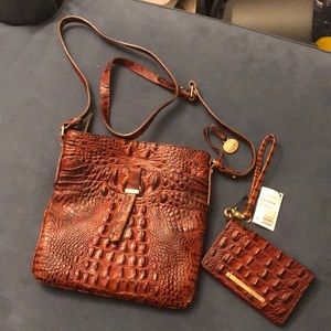 Brahmin Pecan Melbourne crossbody with NWT debi pecan Melbourne wallet